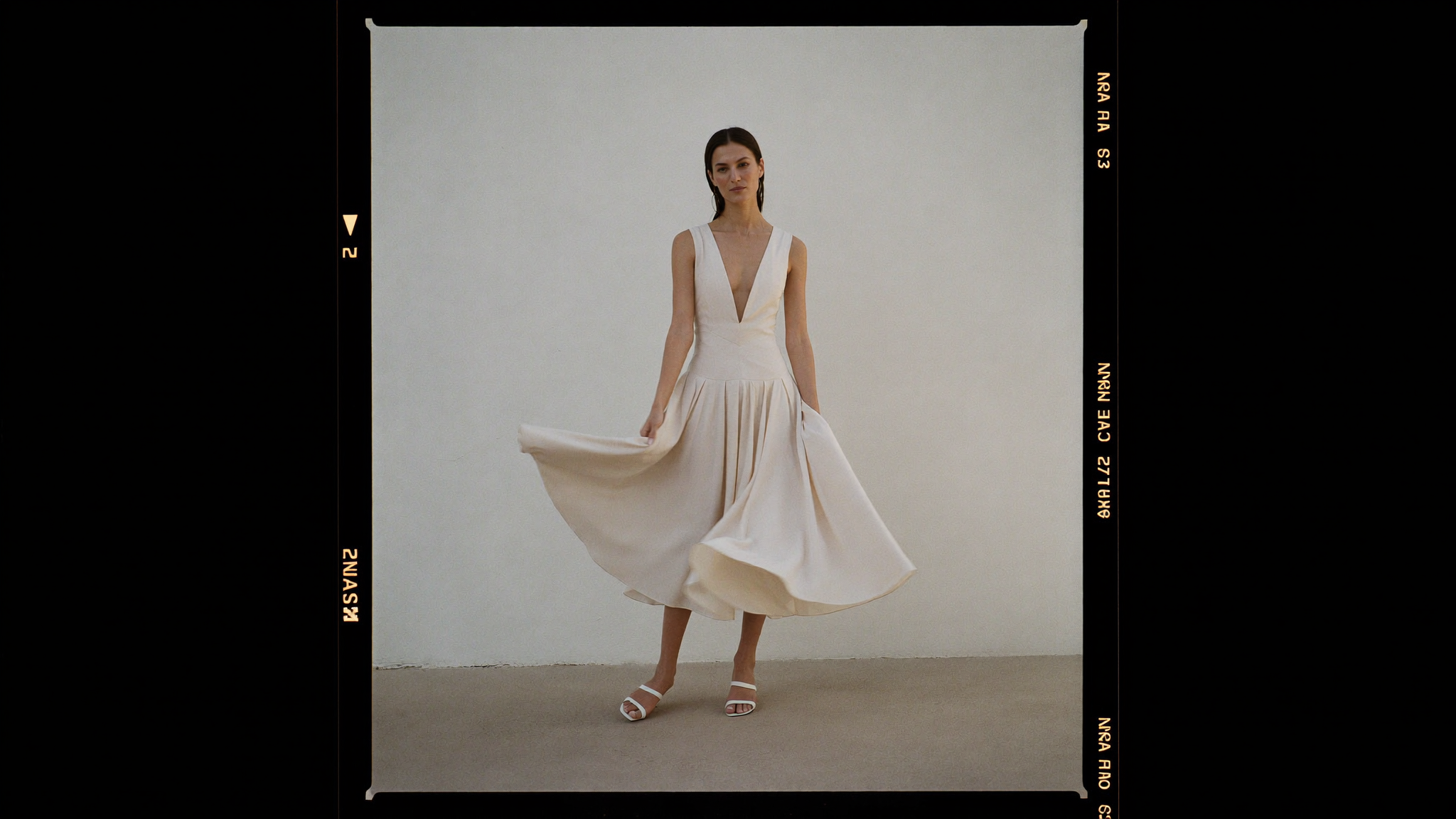 Woman wearing a flattering A-line summer midi dress