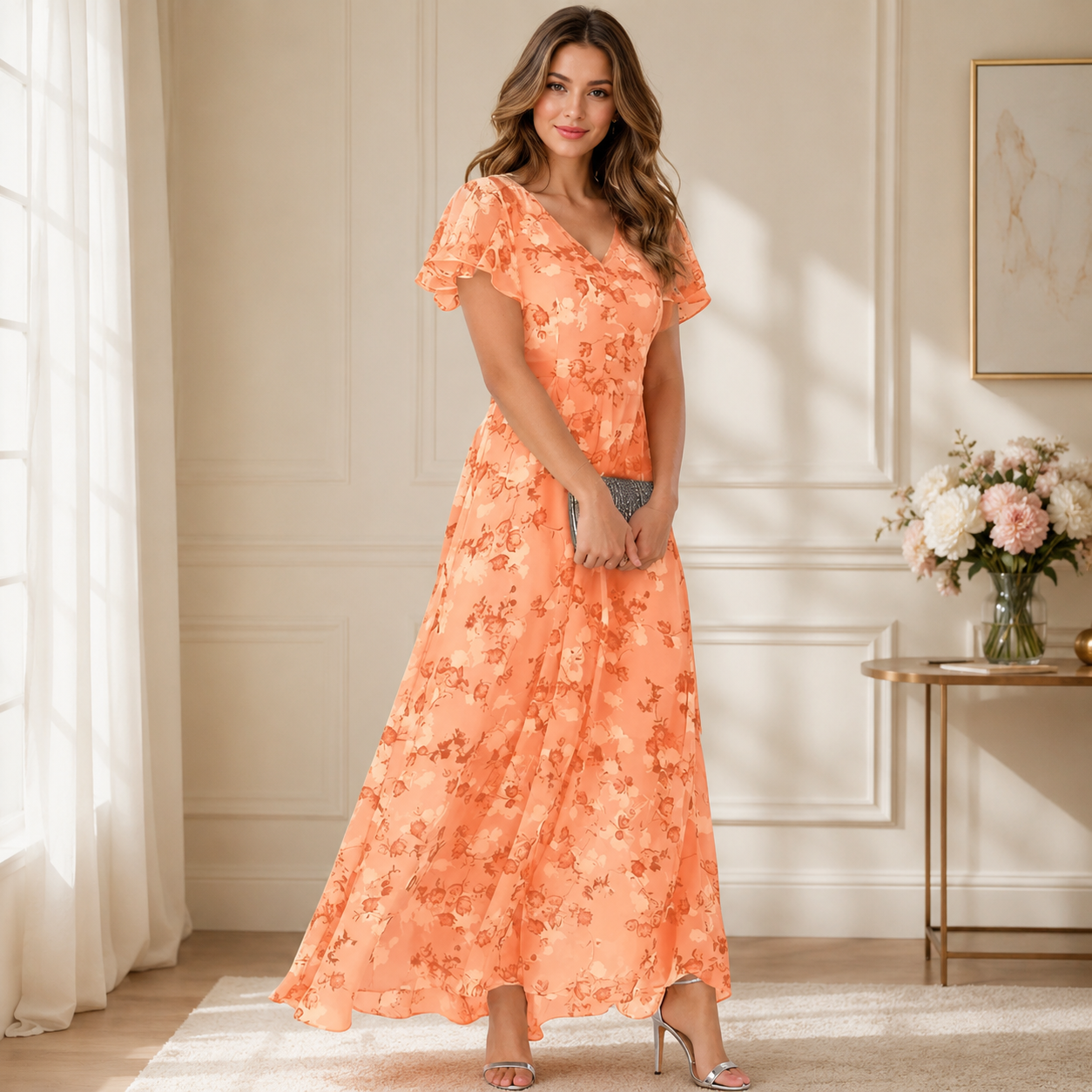 Women's Cocktail Dress – Tailored Elegant Party Midi Dress
