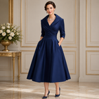 Women's Long Sleeve Midi Dress – Pockets, Casual Work Dress