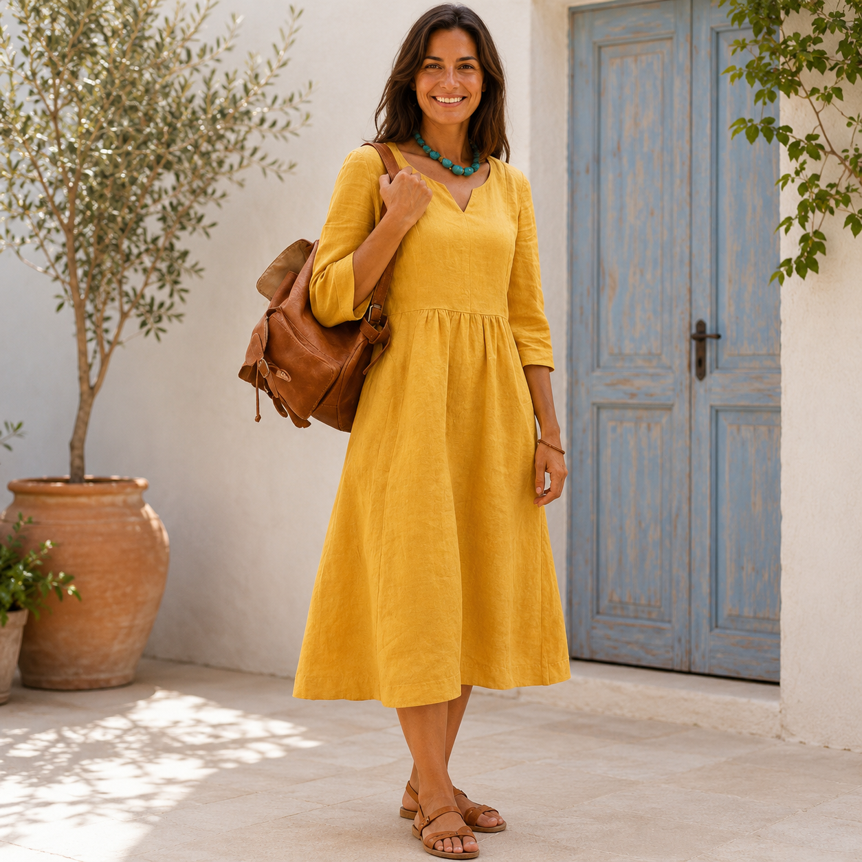 Women's Flattering Midi Dress – Elegant Flowy Day Dress