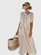 Antonina Collection | Women's Summer Dress with Chic Neck Tie | Versatile White Dress for Effortless Style 2