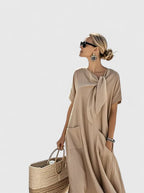 Antonina Collection | Women's Summer Dress with Chic Neck Tie | Versatile White Dress for Effortless Style 3