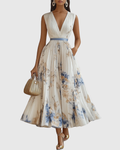 Ava | Floral Long Sleeve Maxi Dress with Flared Skirt 0