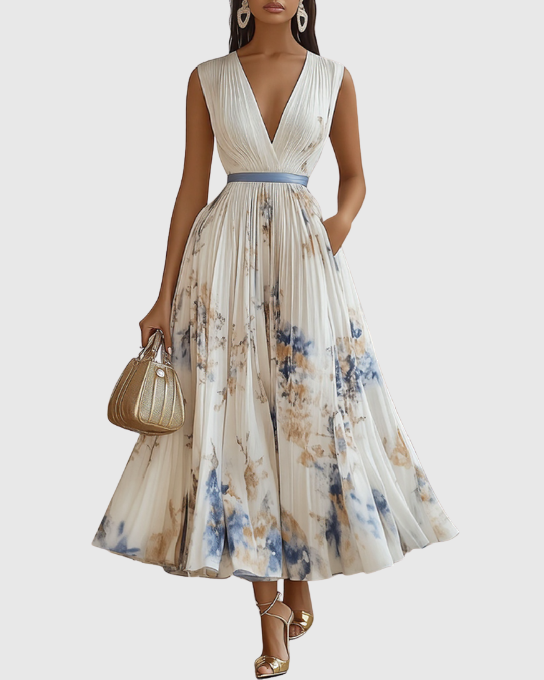 Ava | Floral Long Sleeve Maxi Dress with Flared Skirt 0