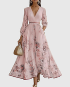 Ava | Floral Long Sleeve Maxi Dress with Flared Skirt 11
