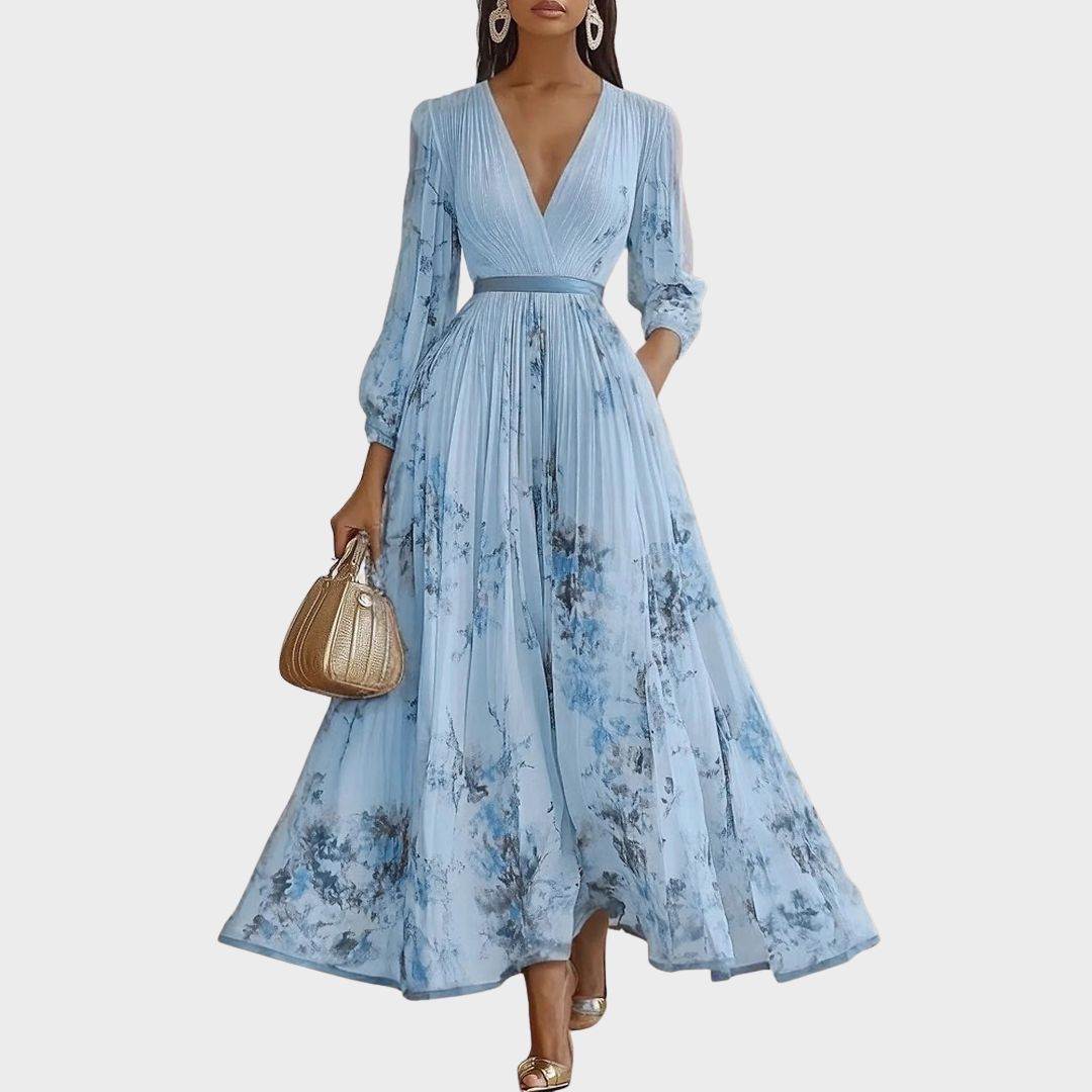 Ava | Floral Long Sleeve Maxi Dress with Flared Skirt 3