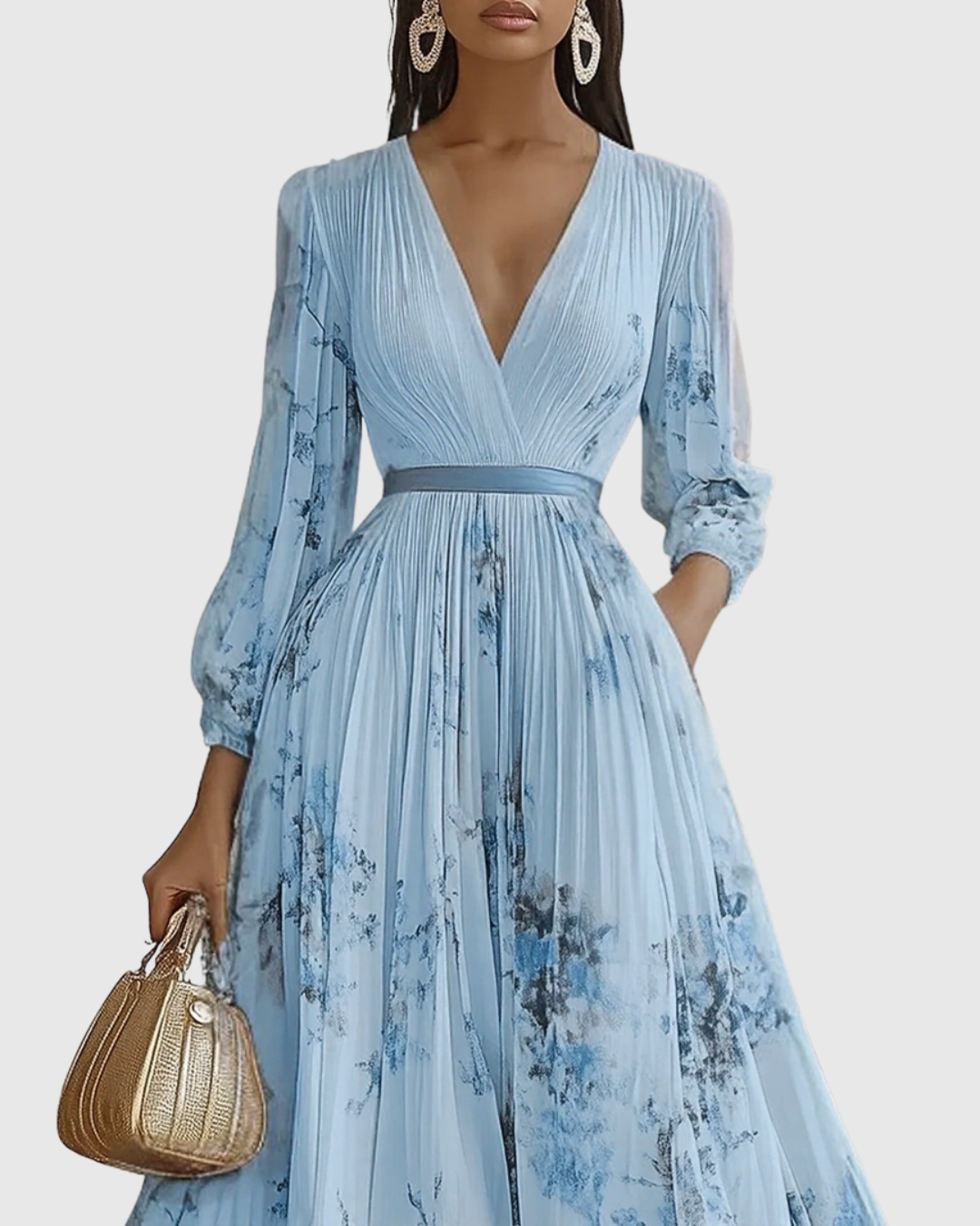 Ava | Floral Long Sleeve Maxi Dress with Flared Skirt 4