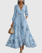 Ava | Floral Long Sleeve Maxi Dress with Flared Skirt 5