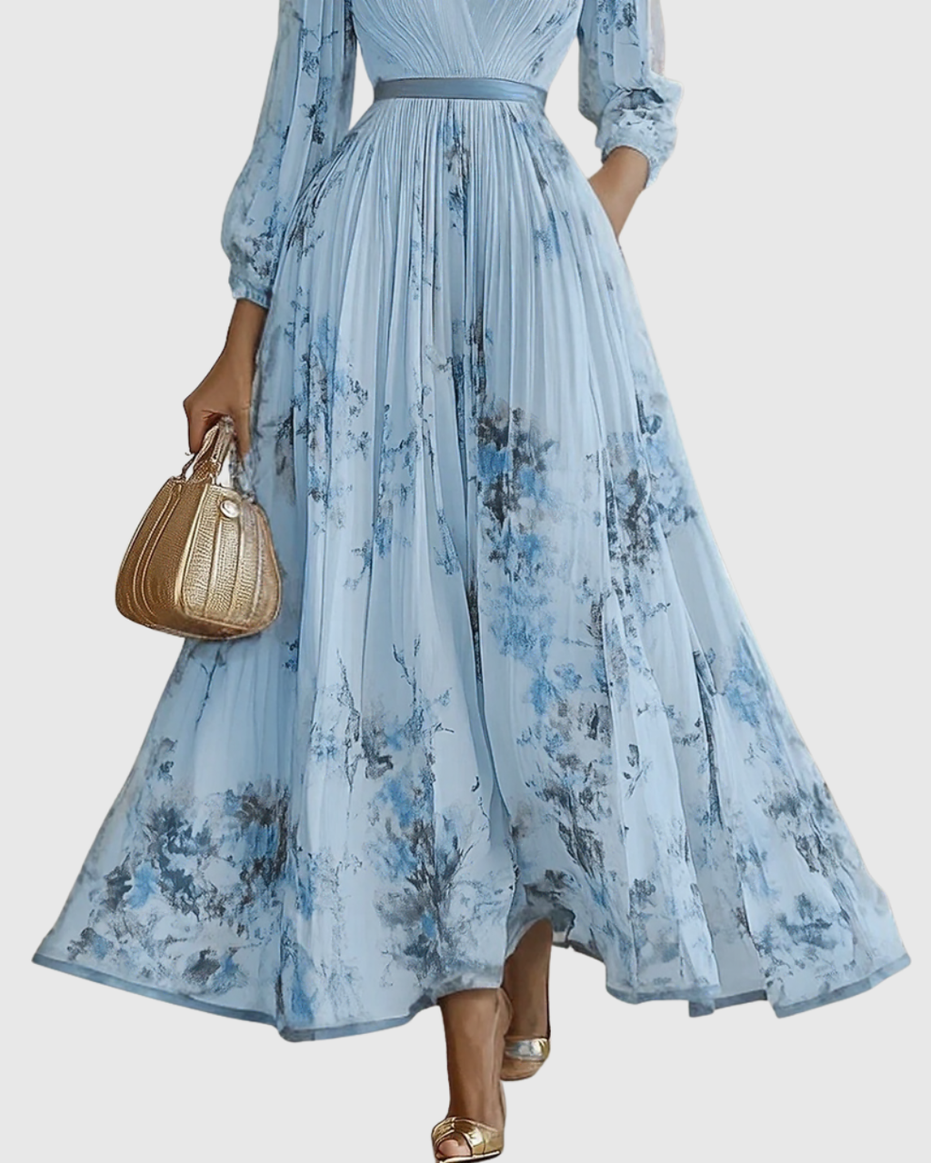 Ava | Floral Long Sleeve Maxi Dress with Flared Skirt 6