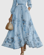 Ava | Floral Long Sleeve Maxi Dress with Flared Skirt 6