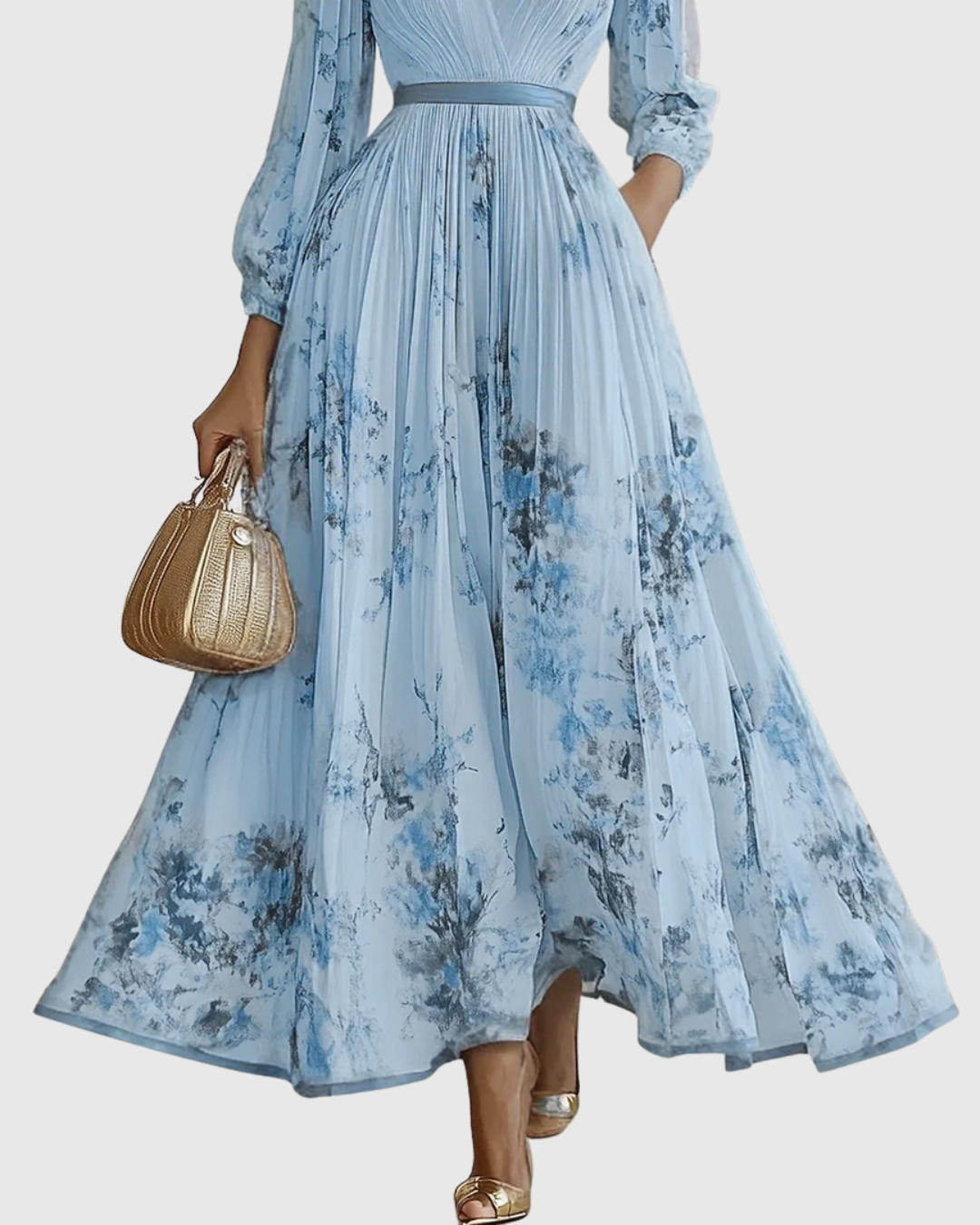 Ava | Floral Long Sleeve Maxi Dress with Flared Skirt 6