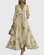 Ava | Floral Long Sleeve Maxi Dress with Flared Skirt 7