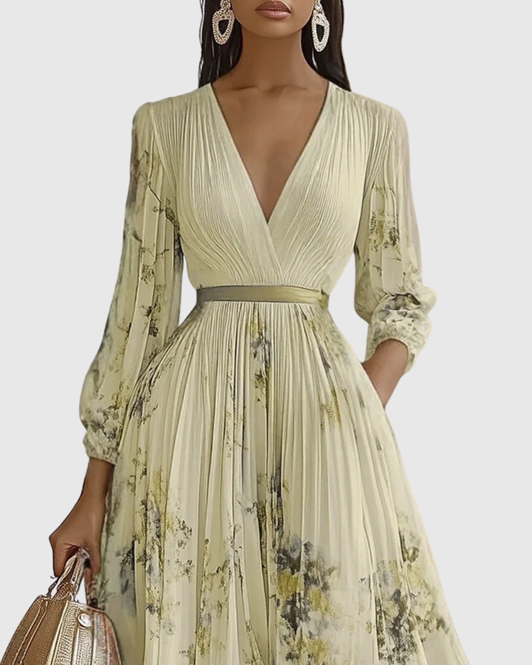 Ava | Floral Long Sleeve Maxi Dress with Flared Skirt 8