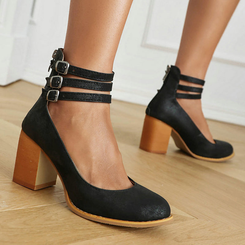 Casilda Collection | Smooth Sandals for Women with Thick Block Heel | All-Day Comfort & Secure Ankle Strap 1