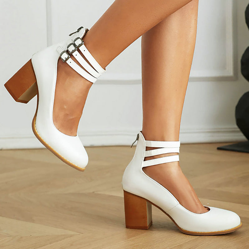 Casilda Collection | Smooth Sandals for Women with Thick Block Heel | All-Day Comfort & Secure Ankle Strap 2