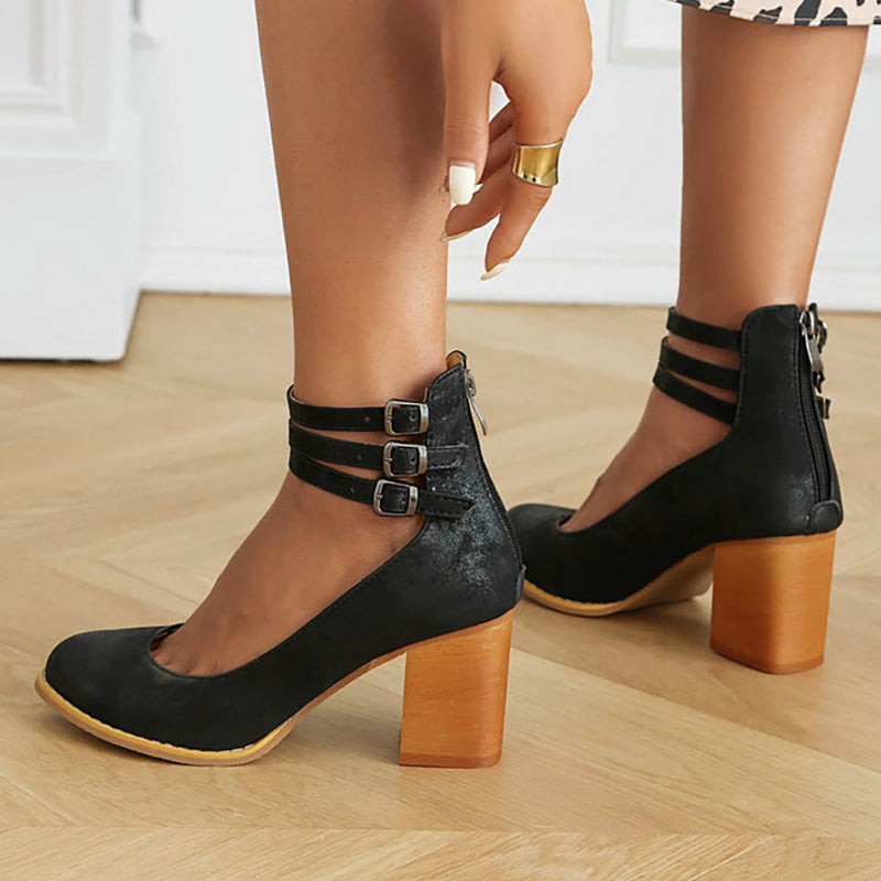 Casilda Collection | Smooth Sandals for Women with Thick Block Heel | All-Day Comfort & Secure Ankle Strap 8