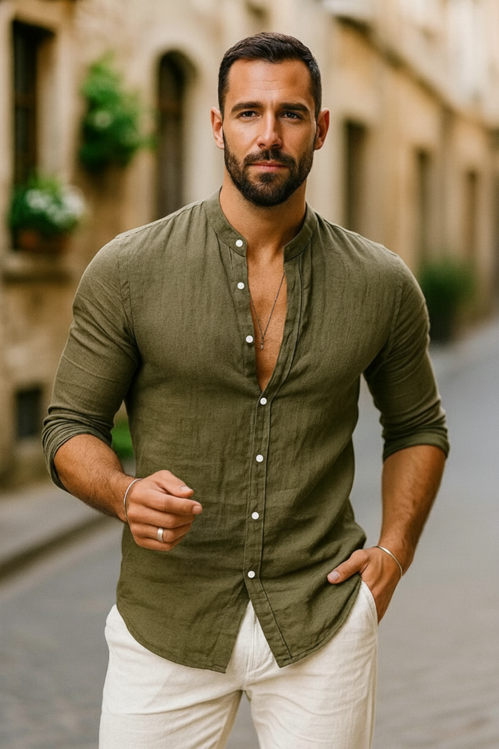 Men's 3/4-Sleeve Henley Shirt | Relaxed Casual Fit
