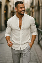 Men's 3/4-Sleeve Henley Shirt | Relaxed Casual Fit