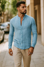 Men's 3/4-Sleeve Henley Shirt | Relaxed Casual Fit