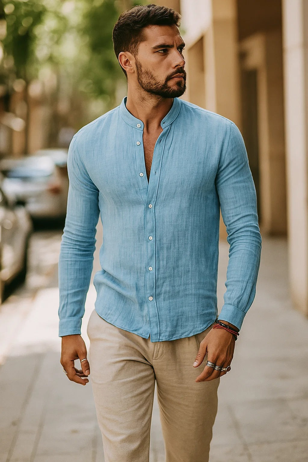 Men's 3/4-Sleeve Henley Shirt | Relaxed Casual Fit