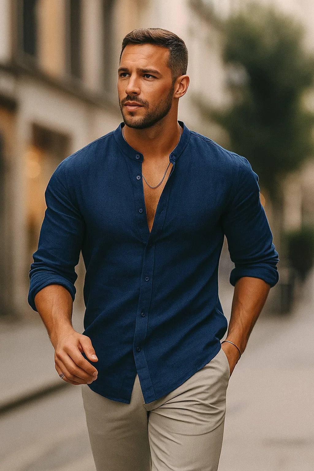 Men's 3/4-Sleeve Henley Shirt | Relaxed Casual Fit
