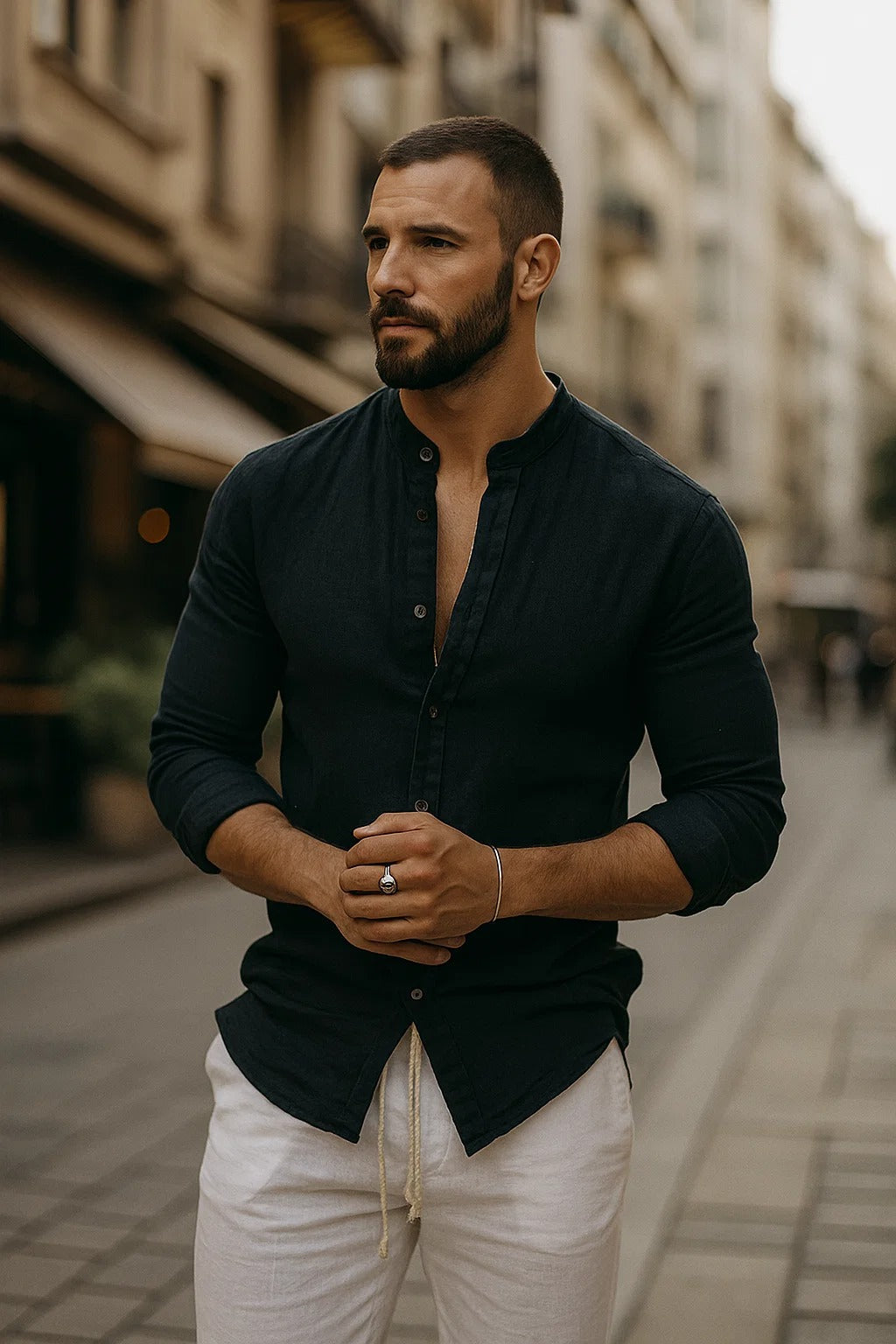 Men's 3/4-Sleeve Henley Shirt | Relaxed Casual Fit