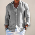 Men's Linen Shirt | Long-Sleeve Classic-Collar Button-Front