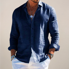 Men's Linen Shirt | Long-Sleeve Classic-Collar Button-Front