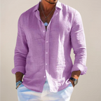 Men's Linen Shirt | Long-Sleeve Classic-Collar Button-Front