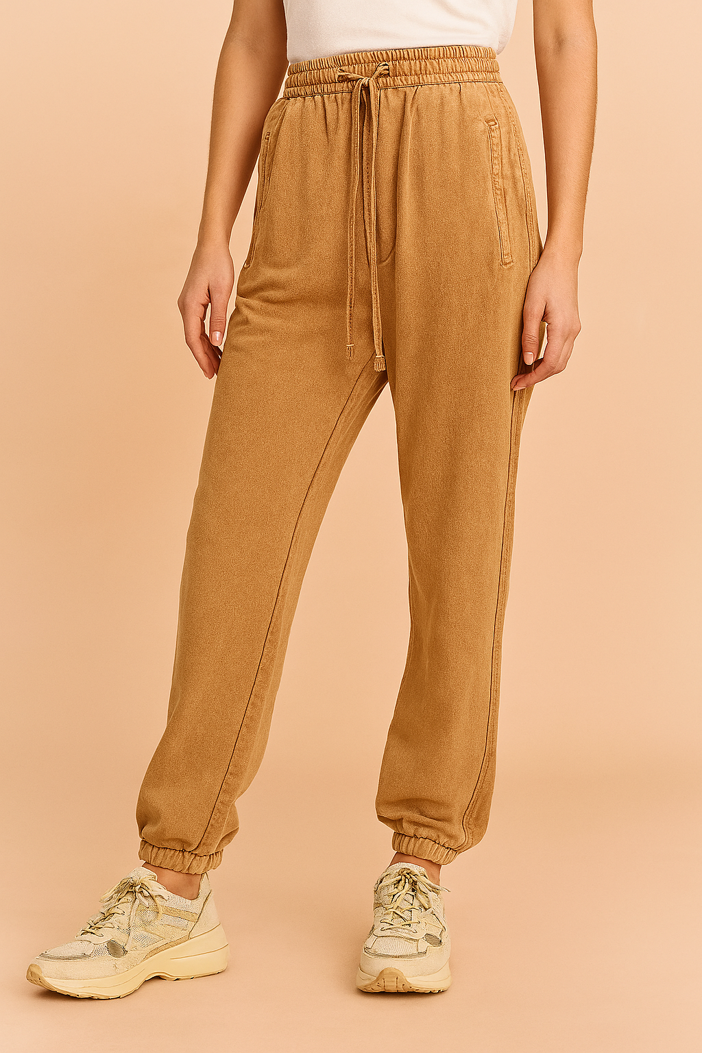 Casual Purple Trousers | Relaxed Fit with Vintage Wash and Drawstring Waist 3