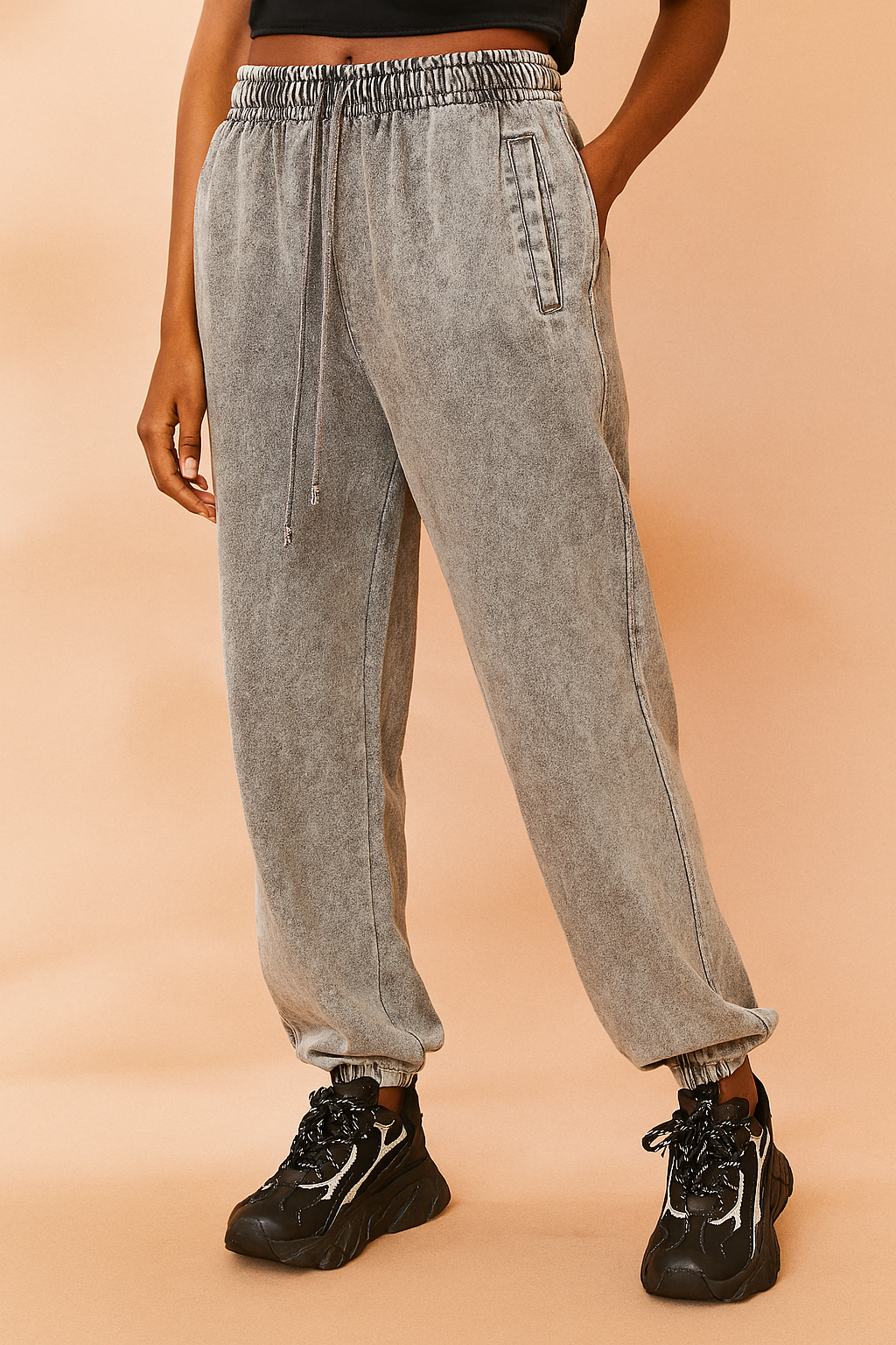 Casual Purple Trousers | Relaxed Fit with Vintage Wash and Drawstring Waist 4