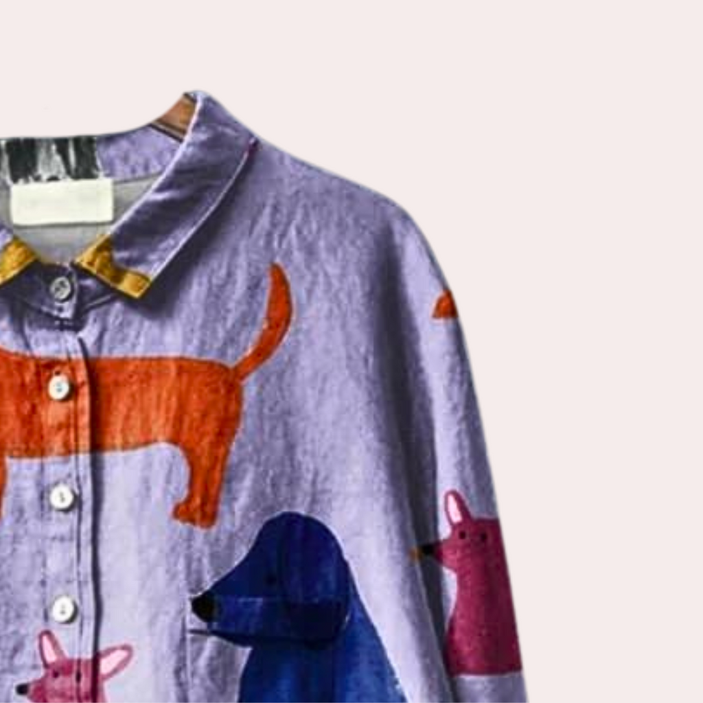 Charming Dog Print Blouse | Women's Relaxed Fit with Soft Fabric | Perfect for Everyday Comfort 1
