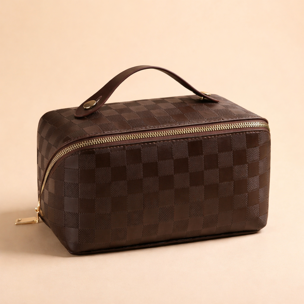 Chic Checkered Makeup Bag Organizer for Travel and Daily Use 2