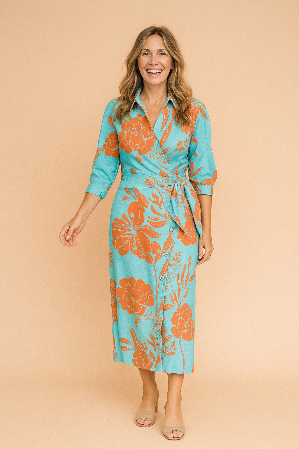 Chic Women's Outfit | Two-Piece Ensemble with Wrap Top and Fitted Skirt 3