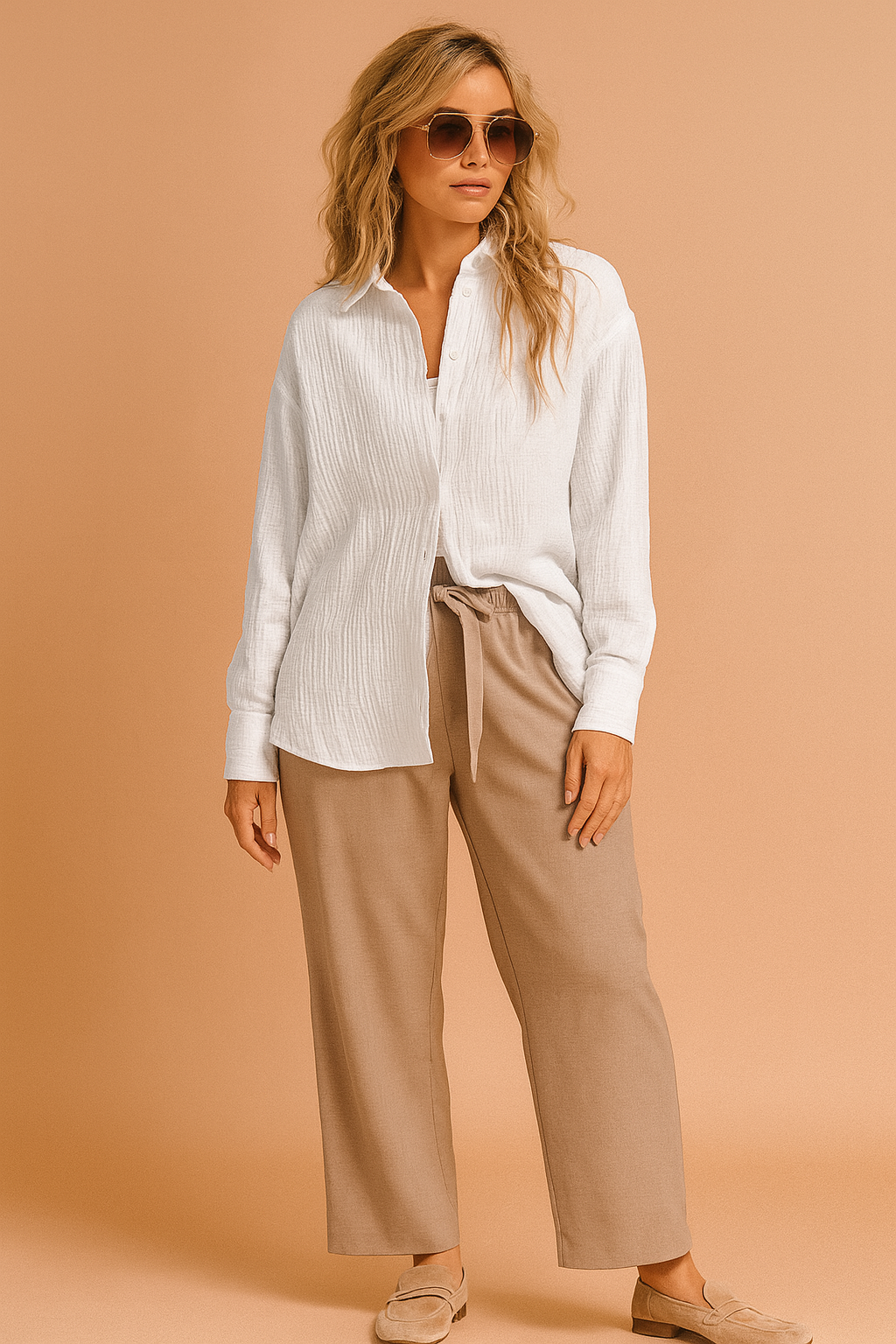 Chloe | Loose-Fitting Womens Blouse - Versatile Zip-Up Summer Top for Effortless Style 3