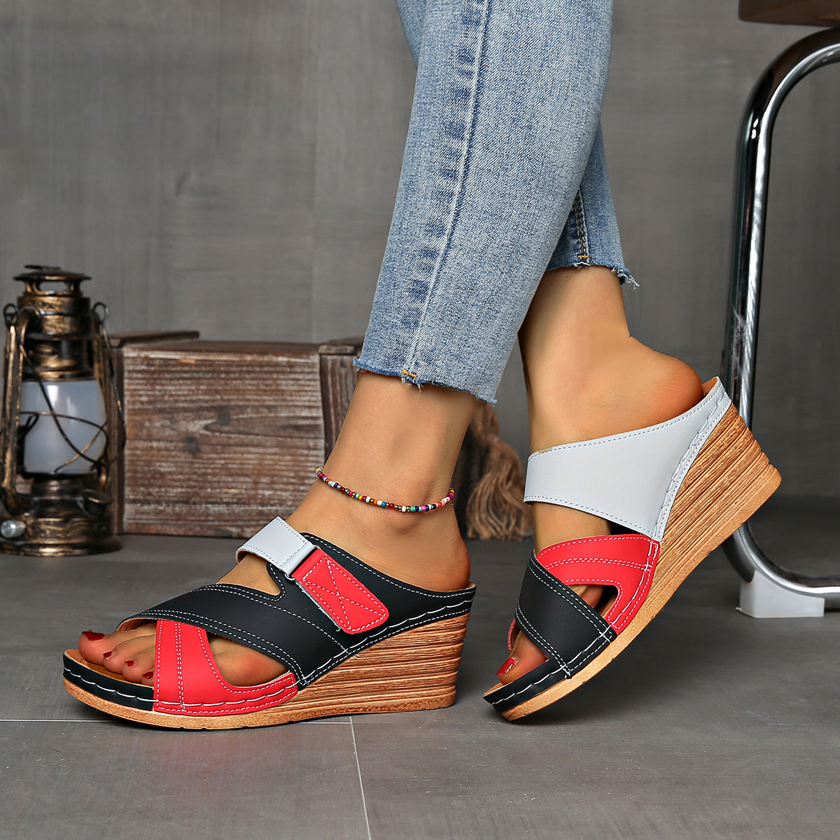 Colourblock Wedge Slides | Women's Slides with Cushioned Comfort | Stylish Elevation for Everyday Wear 10