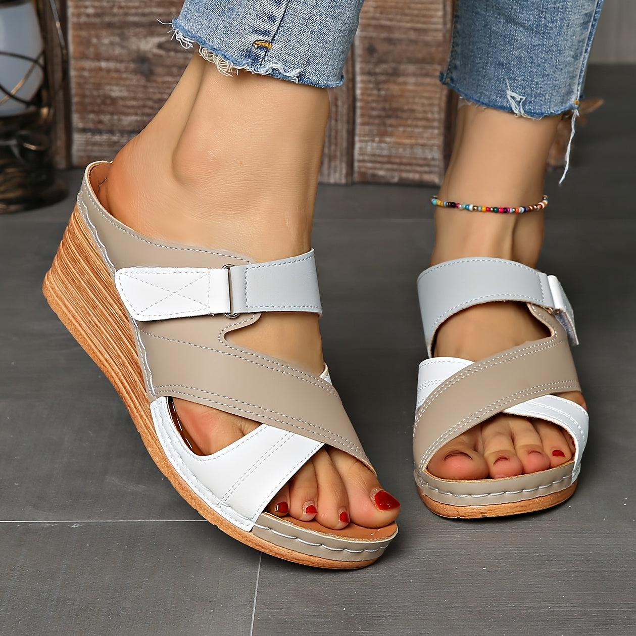 Colourblock Wedge Slides | Women's Slides with Cushioned Comfort | Stylish Elevation for Everyday Wear 3