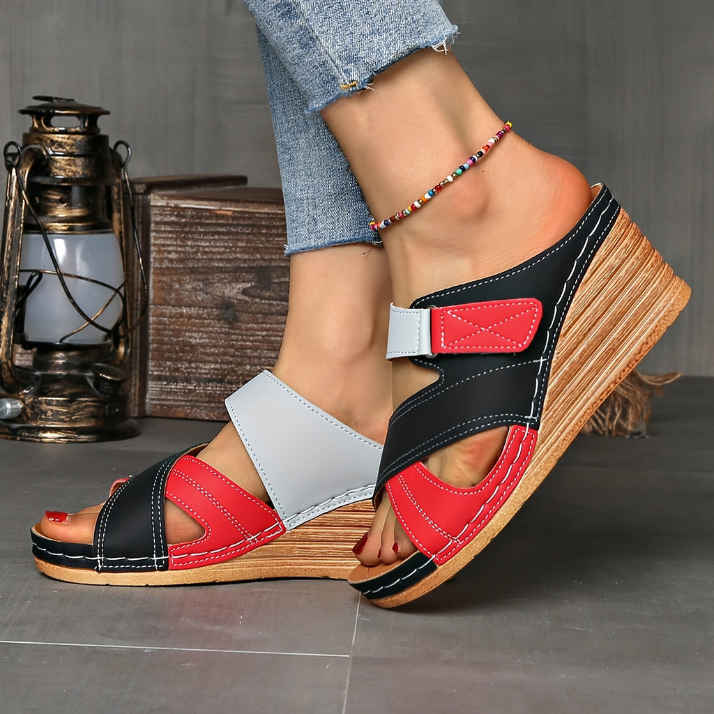 Colourblock Wedge Slides | Women's Slides with Cushioned Comfort | Stylish Elevation for Everyday Wear 5