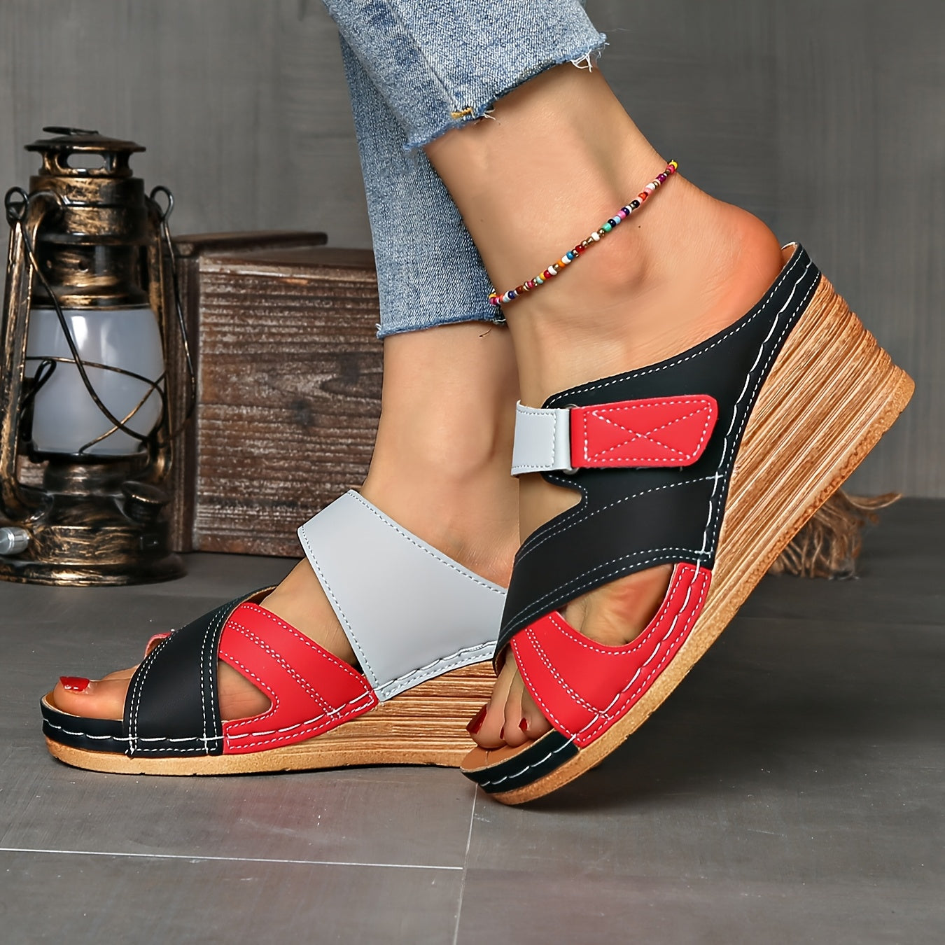 Colourblock Wedge Slides | Women's Slides with Cushioned Comfort | Stylish Elevation for Everyday Wear 5