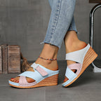 Colourblock Wedge Slides | Women's Slides with Cushioned Comfort | Stylish Elevation for Everyday Wear 7