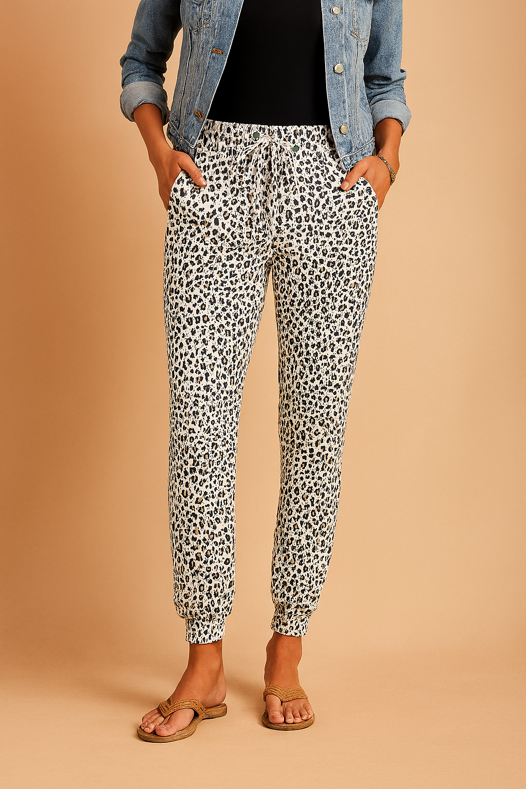 Comfort Fit Women's Trousers with Stylish Print and Elastic Waistband 0