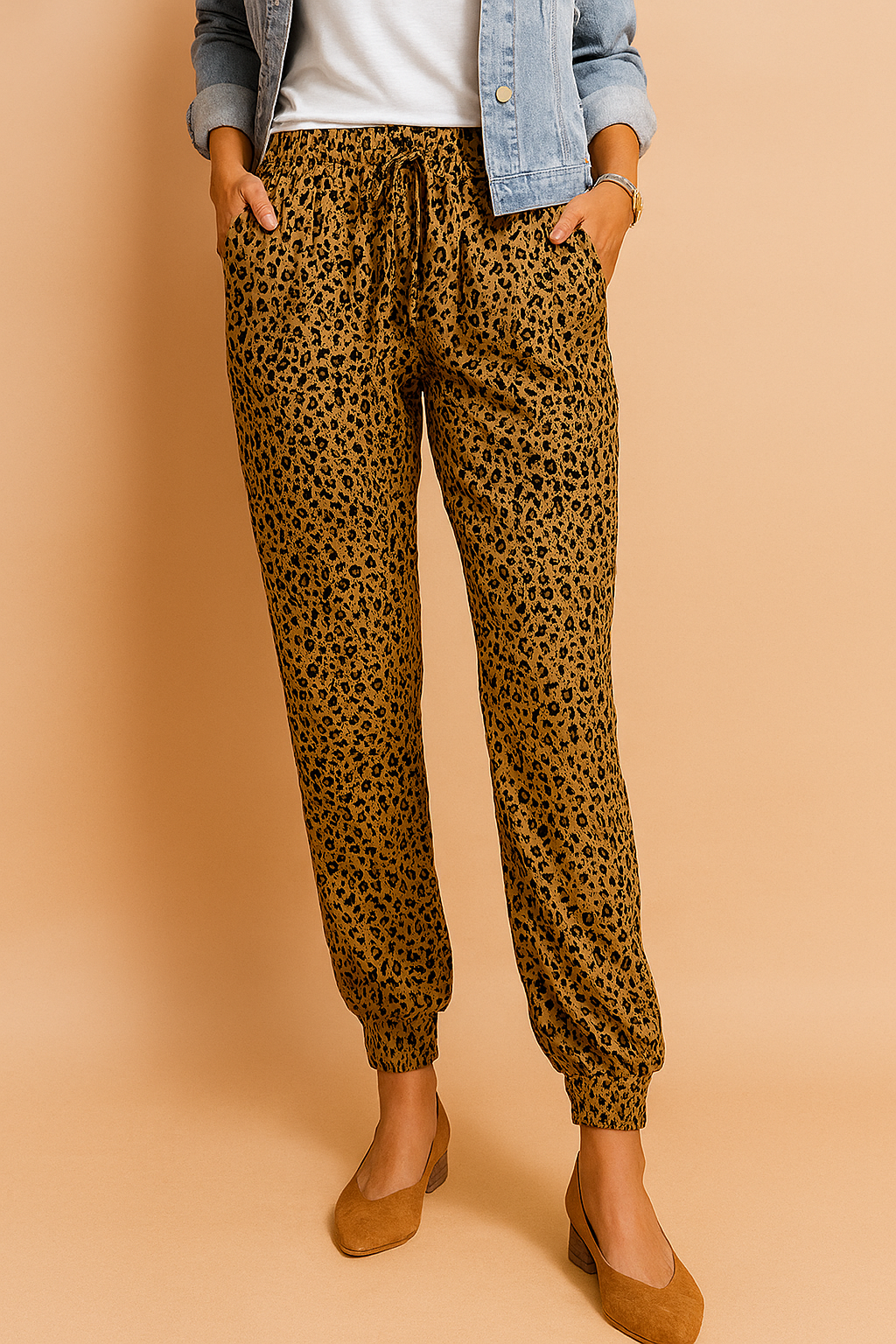 Comfort Fit Women's Trousers with Stylish Print and Elastic Waistband 1