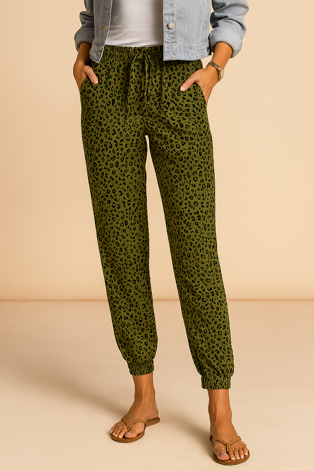 Comfort Fit Women's Trousers with Stylish Print and Elastic Waistband 3