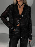 Elegant Beaded Blouse | Women's Blouse with Long Sleeves & Beaded Lapel | Comfortable Fit for Any Occasion 4