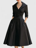 Elegant Collection | Long Sleeve Midi Dress with Discreet Pockets | Versatile Style for Any Occasion 0