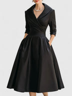 Elegant Collection | Long Sleeve Midi Dress with Discreet Pockets | Versatile Style for Any Occasion 0