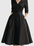 Elegant Collection | Long Sleeve Midi Dress with Discreet Pockets | Versatile Style for Any Occasion 2