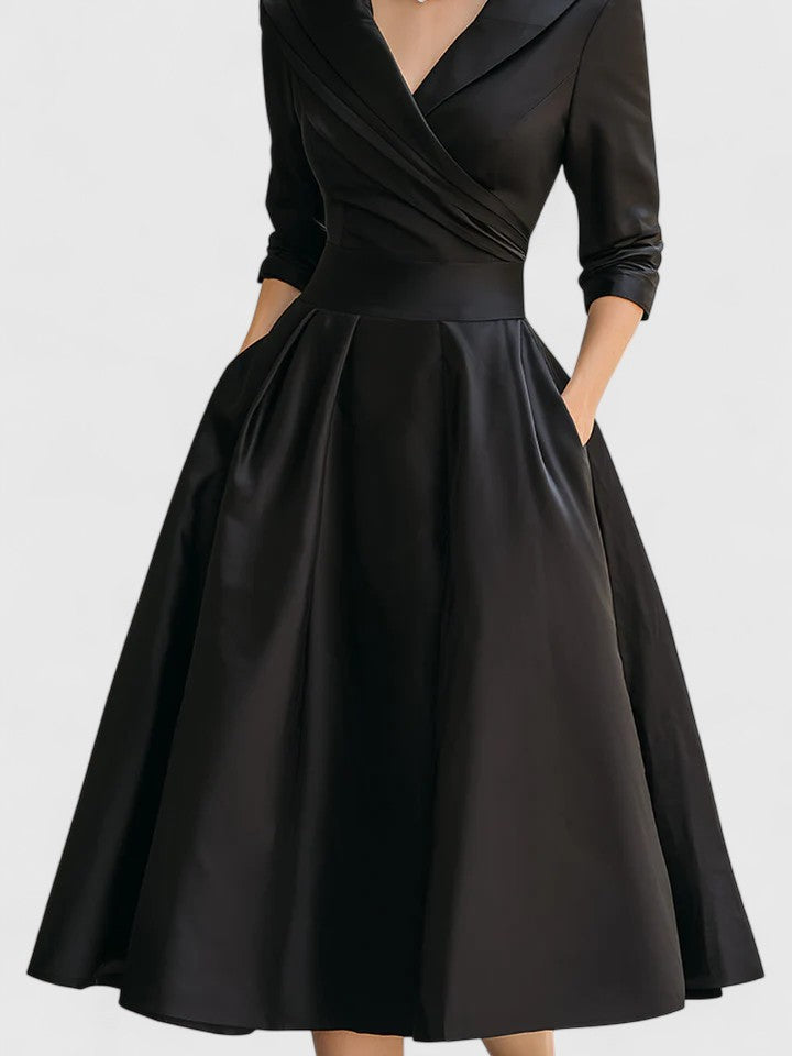 Elegant Collection | Long Sleeve Midi Dress with Discreet Pockets | Versatile Style for Any Occasion 2