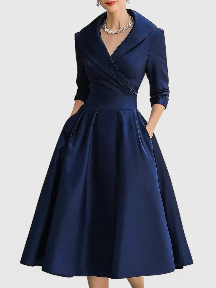 Elegant Collection | Long Sleeve Midi Dress with Discreet Pockets | Versatile Style for Any Occasion 4