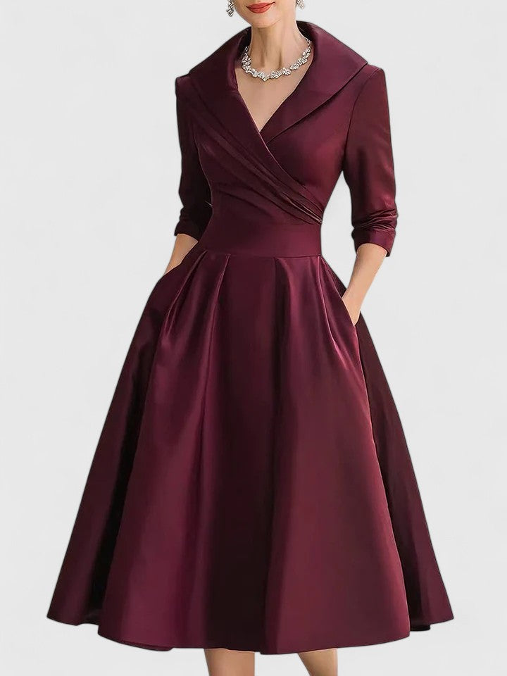 Elegant Collection | Long Sleeve Midi Dress with Discreet Pockets | Versatile Style for Any Occasion 5